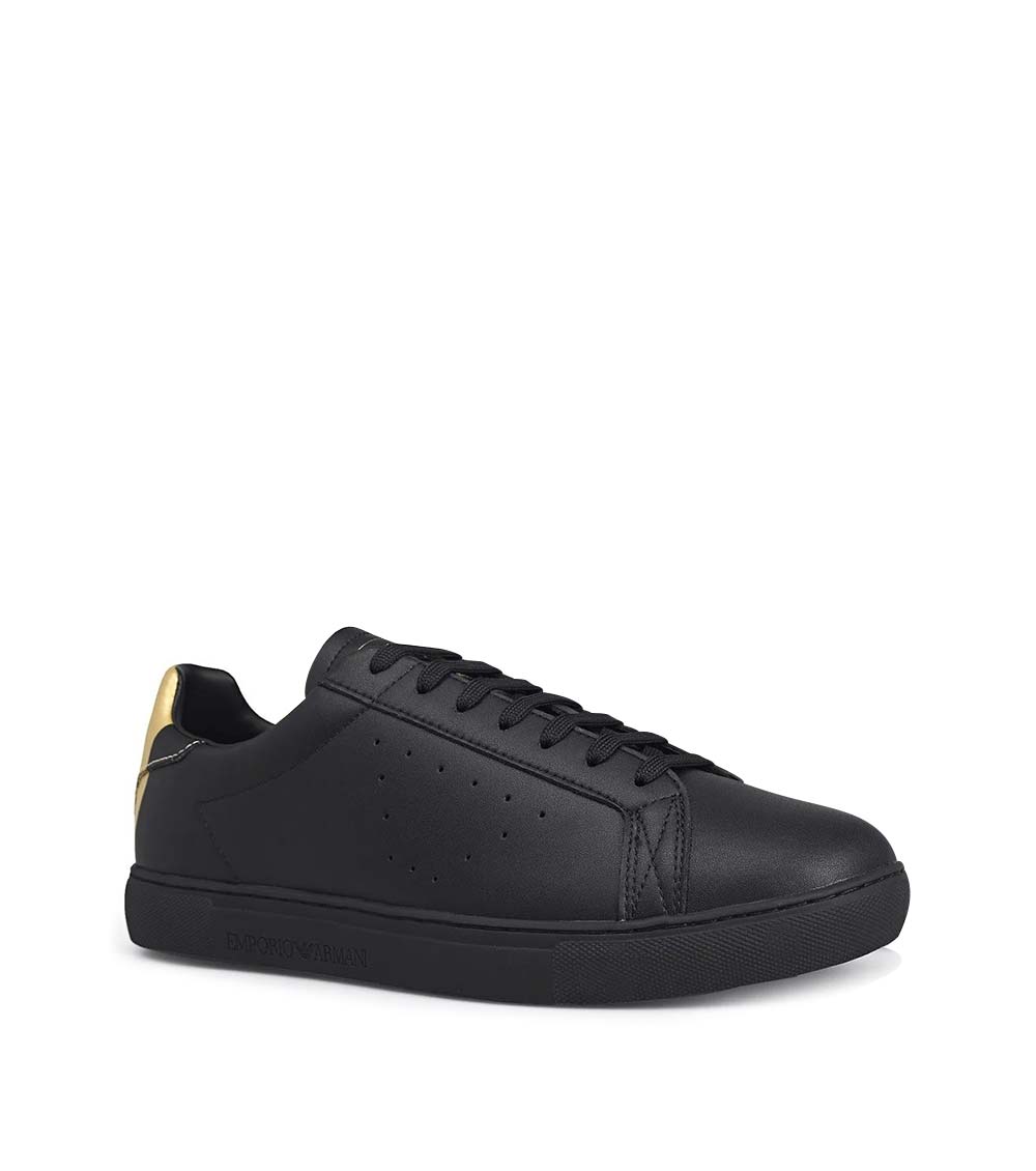 Emporio Armani Black Court Perforated Logo Sneakers T PMI